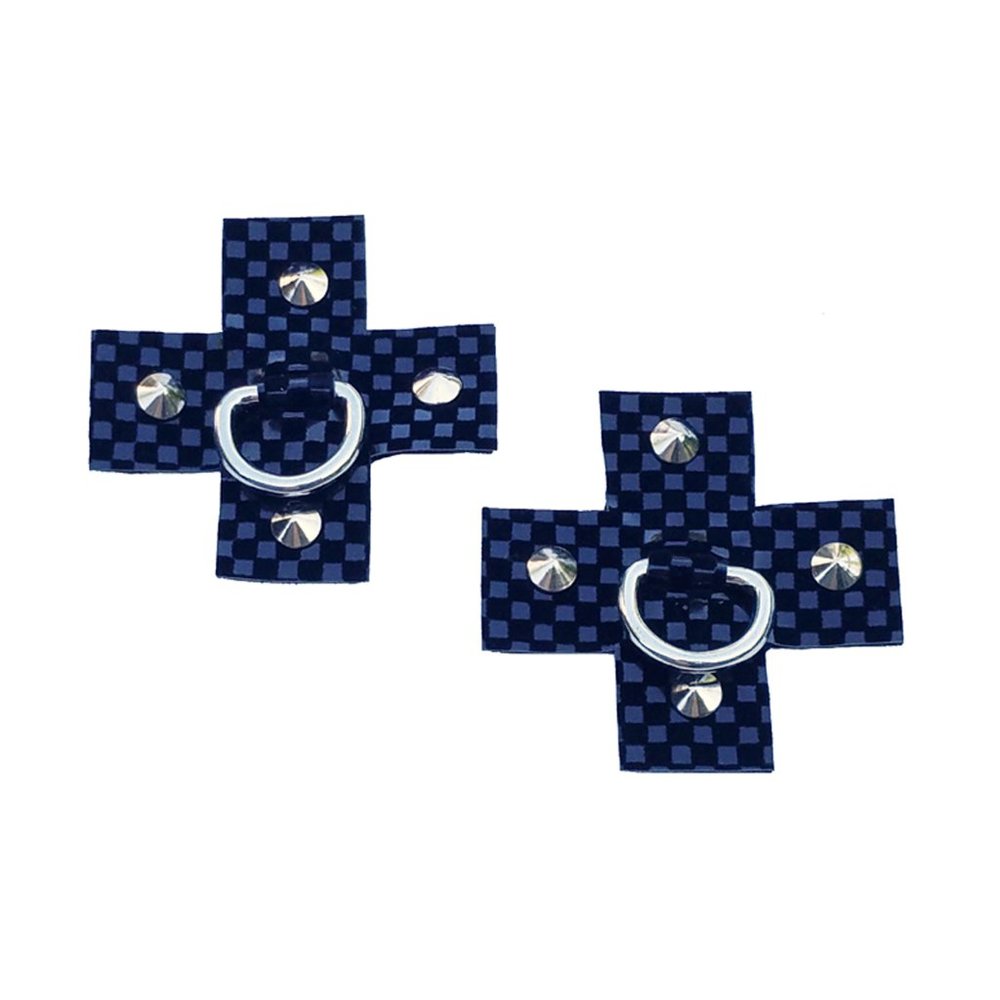 Vinyl and Velour Checkered Pattern Pasties X Cross